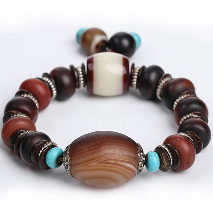 

Mother's Day Gift Old Agate Bead Crystal Bracelet