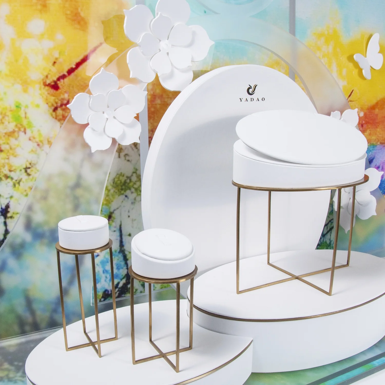 新设计 pu 皮革首饰丙烯酸展示展示金属首饰展示套装浪漫婚礼