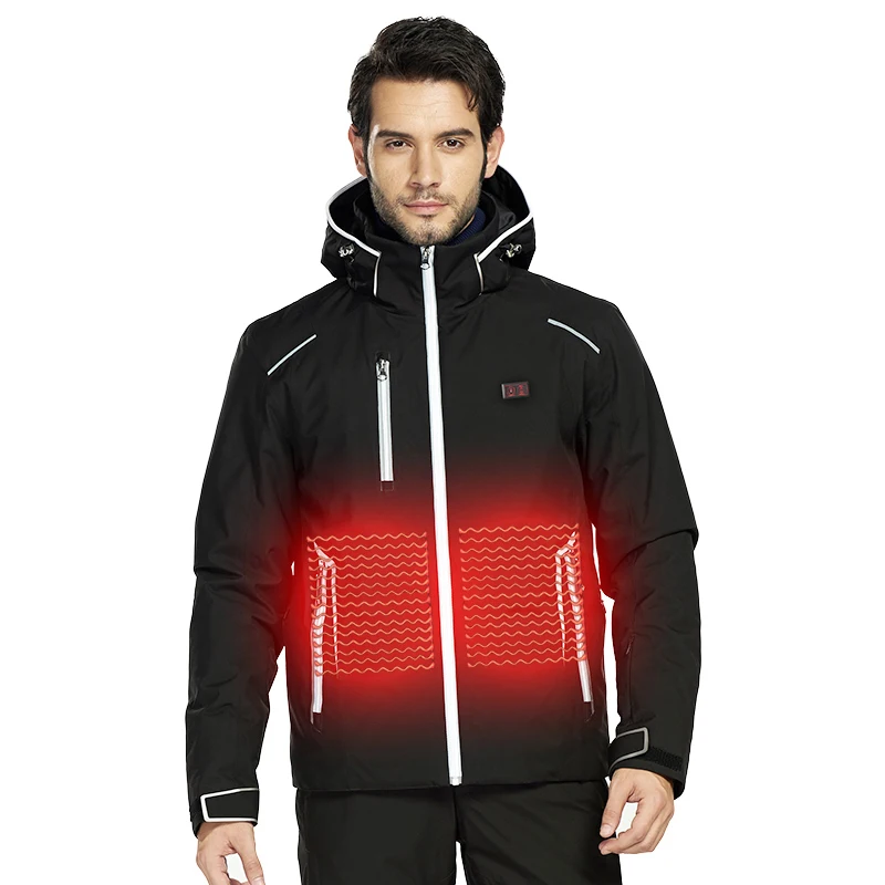 
Sportswear Hooded Heated Ski Jacket Mens Clothing Ski & Snow Wear 
