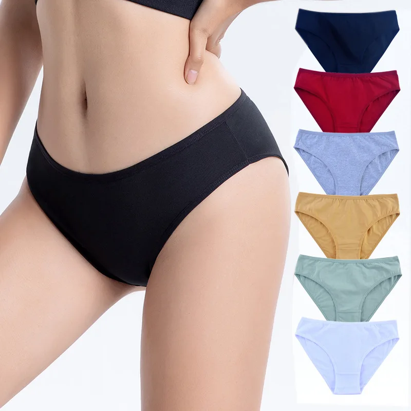 

Custom Mid Waist Pure Cotton Classic Women Briefs Hipster Ladies Panties Women Underwear