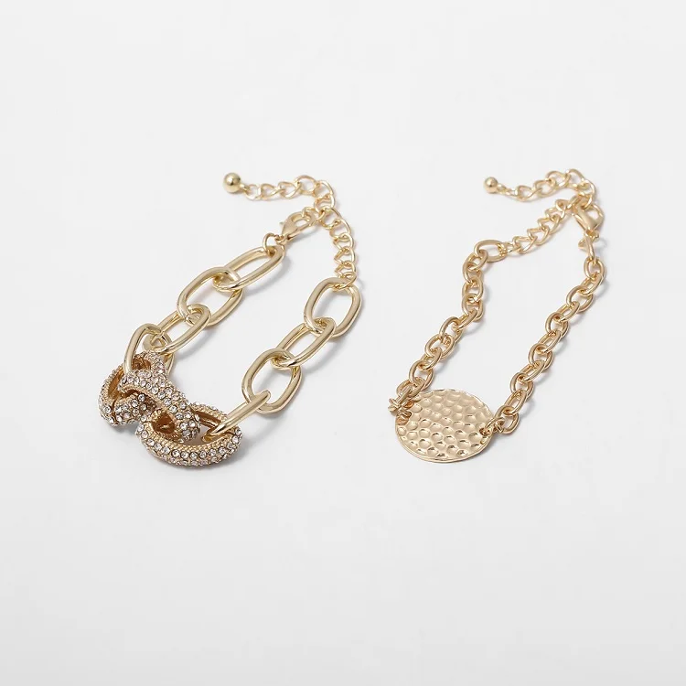 

Hot selling light luxury simple all-match alloy chain set double layer ladies bracelet