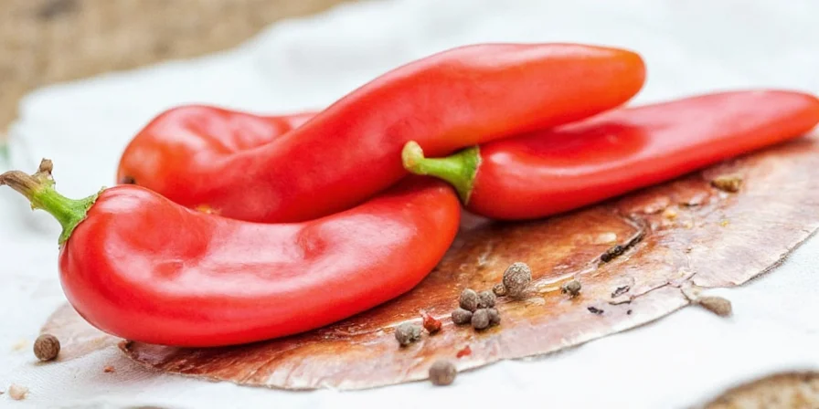 Red peppers drying on a rack