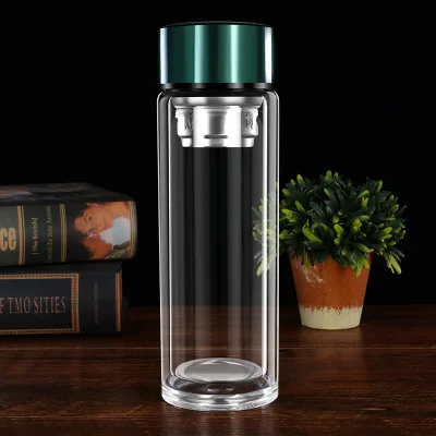 

Mikenda Tea infuser bottle water high borosilicate glass double wall water bottle with logo custom