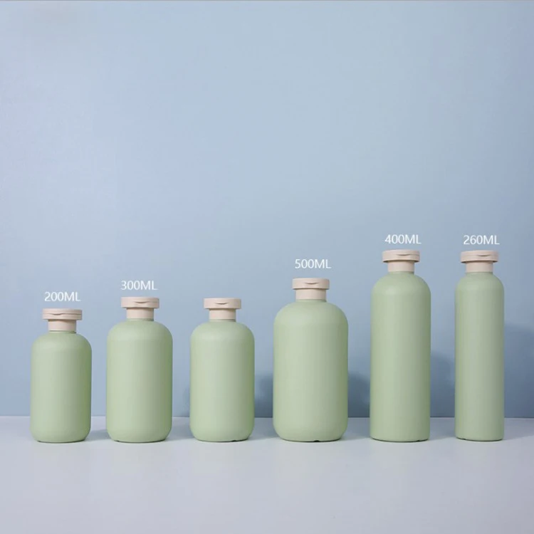 

Spot customized 200/250/300/400/500ml green body cosmetic lotion Pet shower gel bottle empty shampoo bottles with flip cap