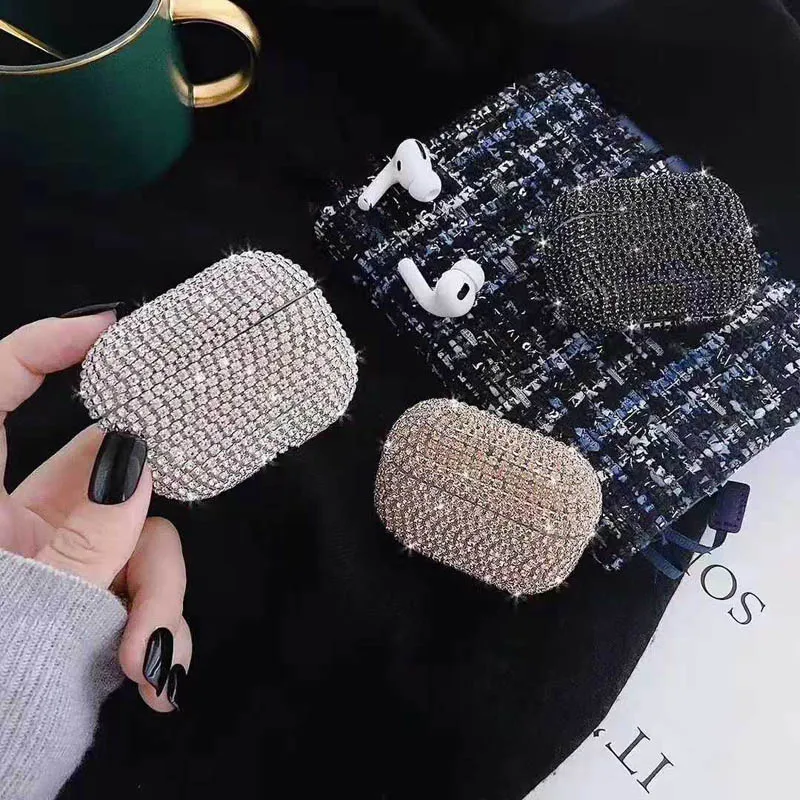 

Designer Luxury Full Diamond Glitter Bling Airpods Pro Case For Apple Airpods 1 2 3 Earphone Charging Cover, Mix colors