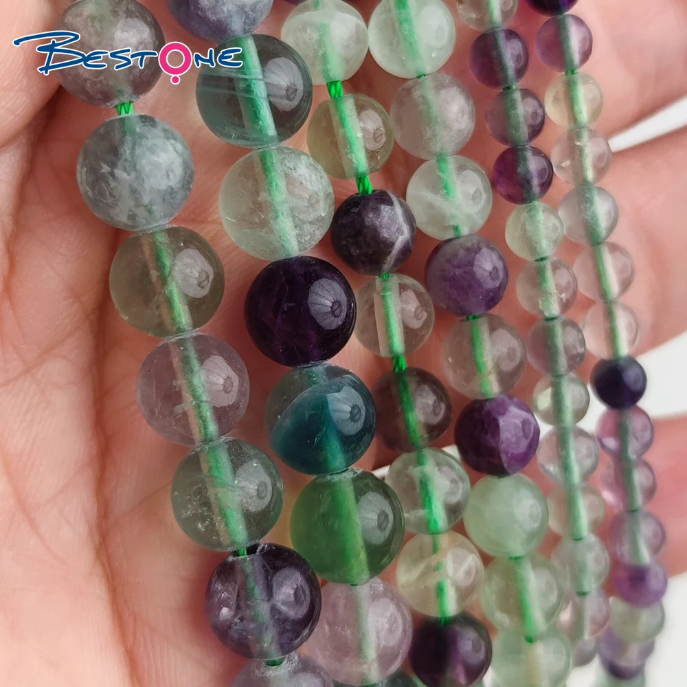 

Bestone wholesale 4mm 6mm 8mm natural stone beads green fluorite semi-precious loose gemstones beads for jewelry DIY making