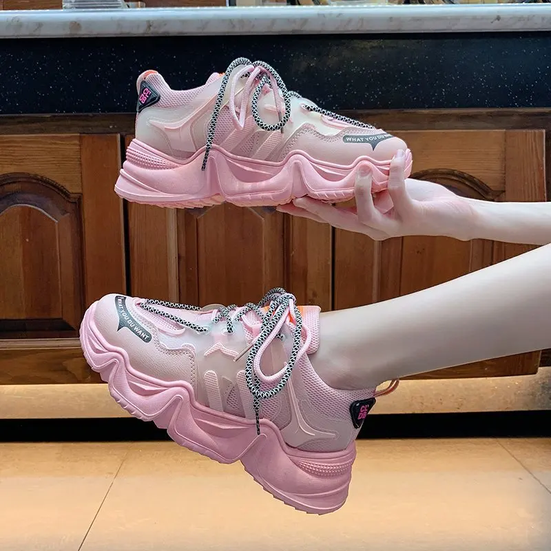 

Sneakers Women Platform Shoes Ladies Flat Casual Shoes Comfortable Breathable Sneakers Fashion Shoes 2020 Women Sneakers, Orange,pink,green