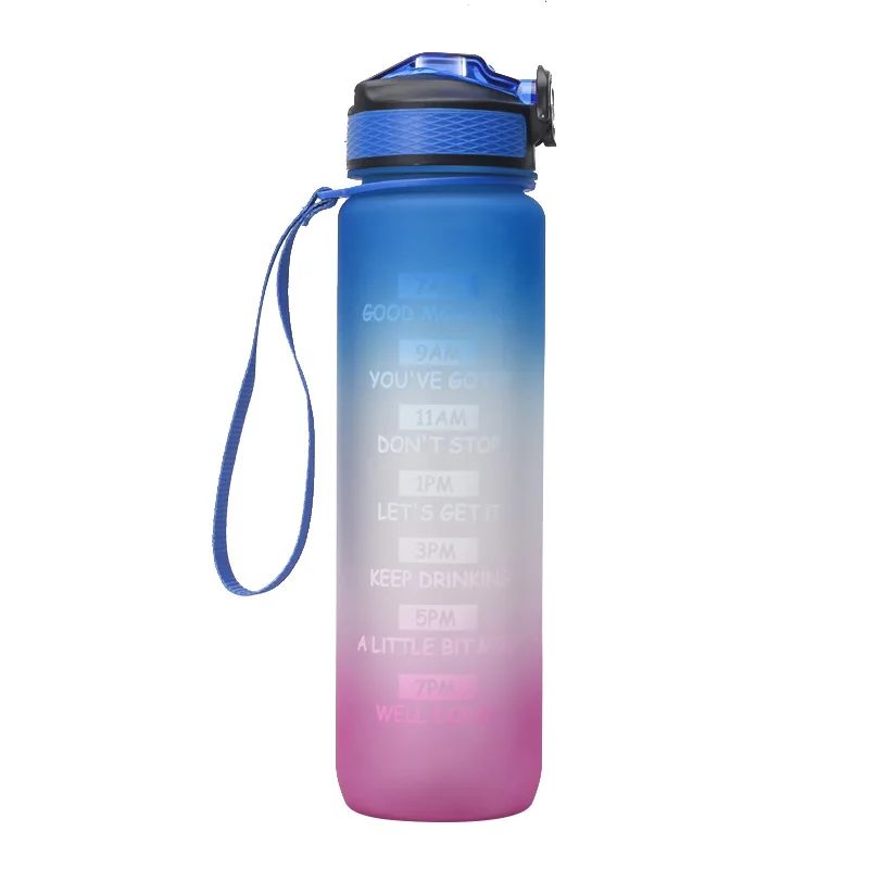 

1l Motivational Water Bottle With Time Marker & Straw Leakproof Tritan Bpa Free Plastic Water Bottle, Accepted logo customized