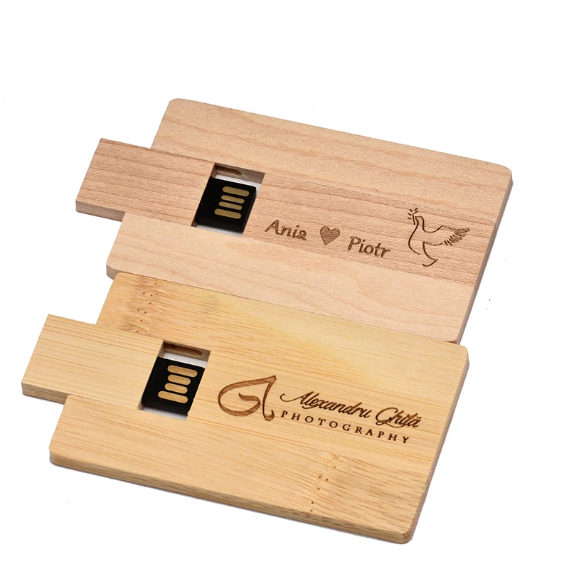 

Custom LOGO Wooden USB Flash Drive Credit Card Shape usb stick USB 3.0 Memory U disk pen Drive 4GB 8GB 16GB 32GB