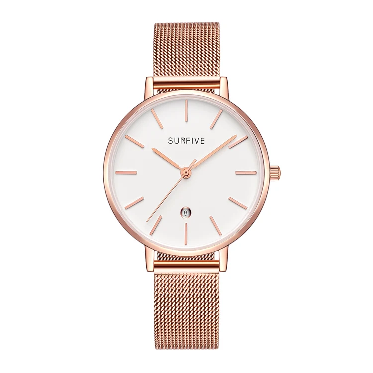 

Simple high quality ready meshing Band ladies watch stainless steel 3atm Japan movt 3 hands woman dress slim wristwatch