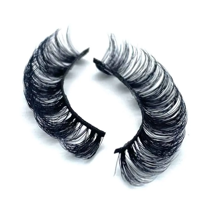 Wholesale Private Label 10-25mm Mink Eyelashes Vendor Fluffy Russian D Curl Strip Lashes Faux Mink Eyelashes