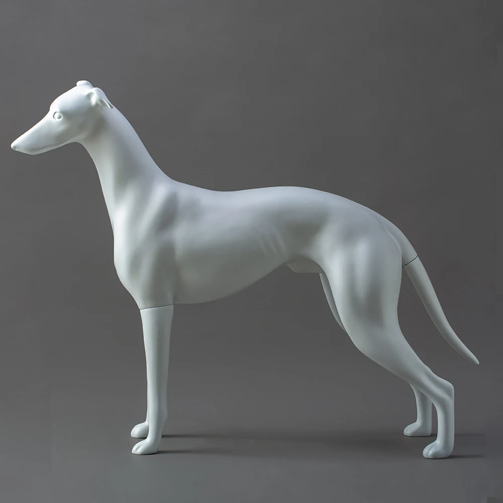 

White Standing Posture Display Dog Model Fiberglass Dog Mannequin Greyhound Animal Mannequin Model