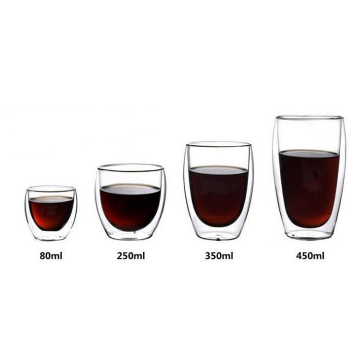 

Insulated Thermal Mugs Glasses For Tea Double Wall Cups Glass 2.5 OZ, Clearly