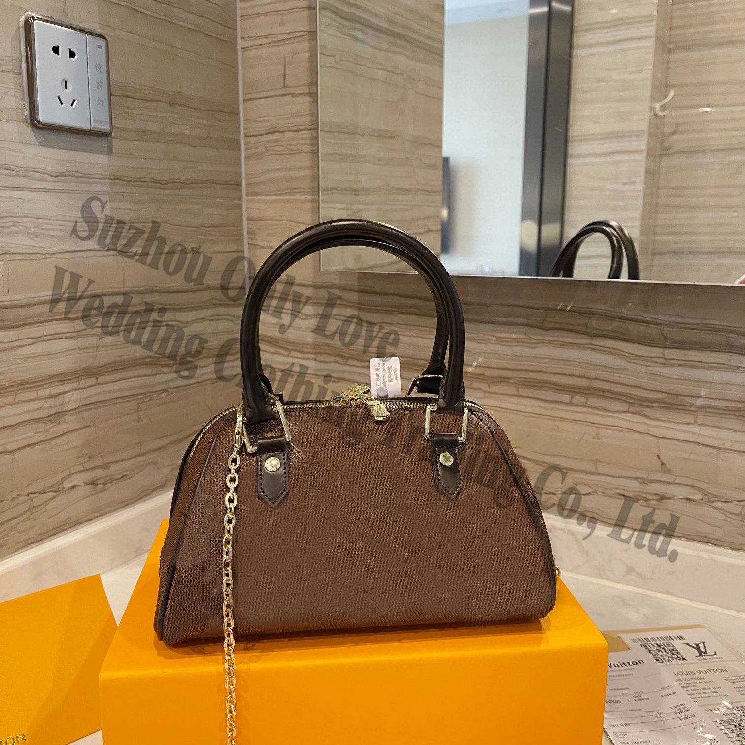 

2021 New Top Quality Ladies Real Leather Pillow Brown Hand Bags Women Grid Large Capacity Chain Shoulder One Side Bag lady