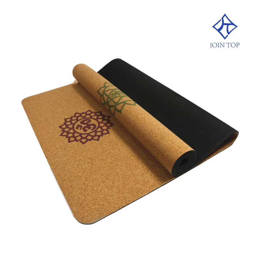 

Jointop new design eco friendly tpe printed anti slip fitness indoor custom 5mm/6mm/8mm/10mm soft cork yoga mat cork with bag, Stock color or customized