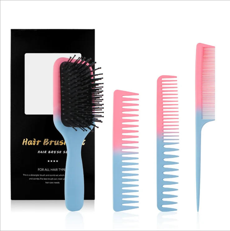 

VAME Hot Sell Detangling Brush and Tail Hair Comb Set for Men and Women 4Pcs Paddle Hair Brush Set