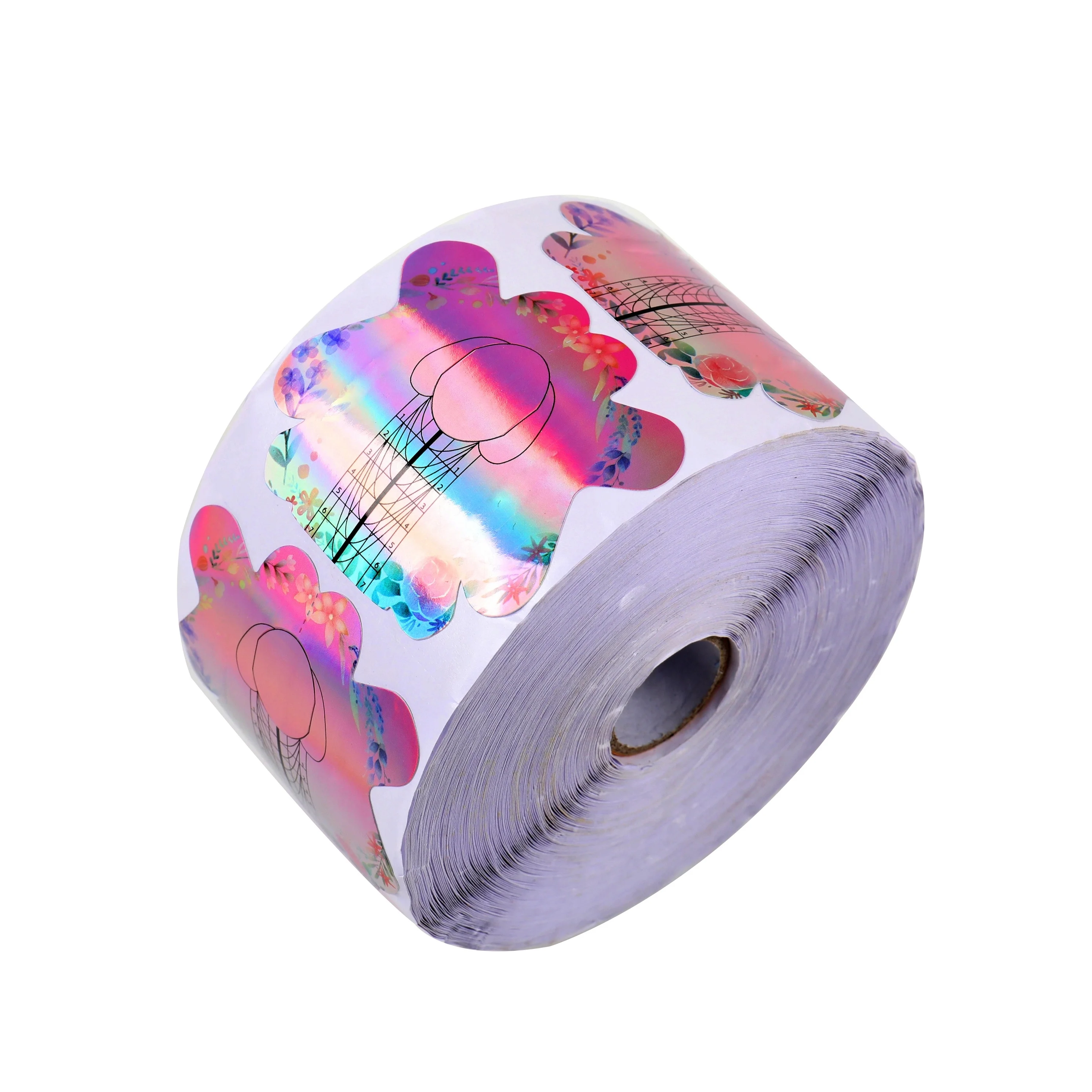 

500pcs private label nail form produttor heavy aluminium holography pink paper Acrylic Extension nail form rolls, Required