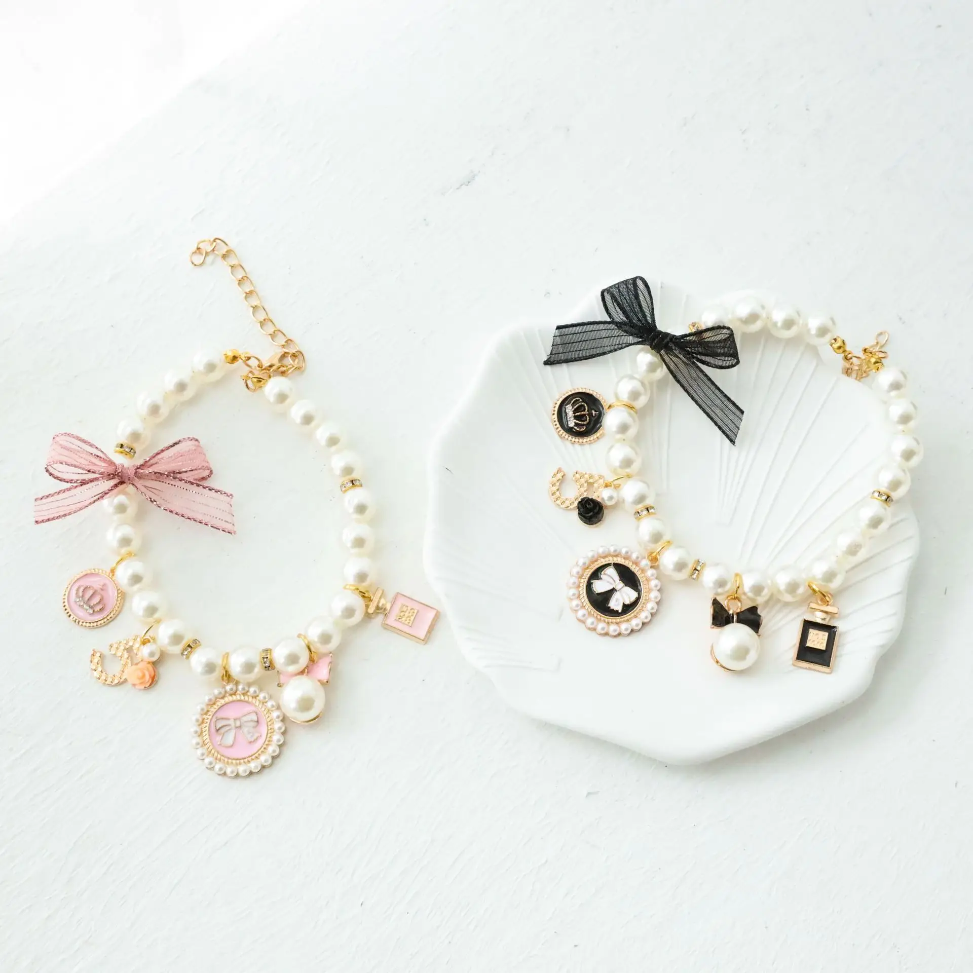 

Cute Pendant Pearl Necklaces Pets Dogs Cats Accessories Cheap Pearl Necklaces