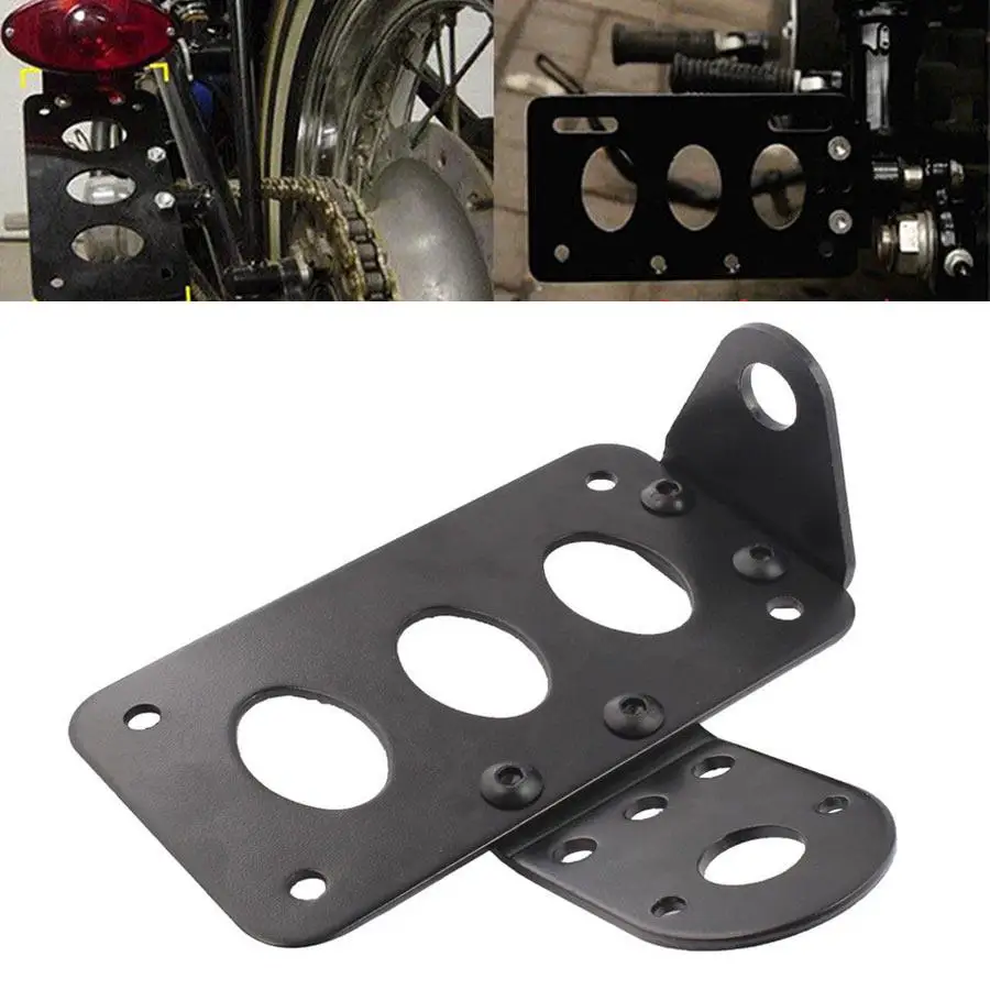 Aluminum Motorcycle Tail Light Holder License Plate Bracket Fits For Harley Retro Classic Black Cruiser Bobber Chopper