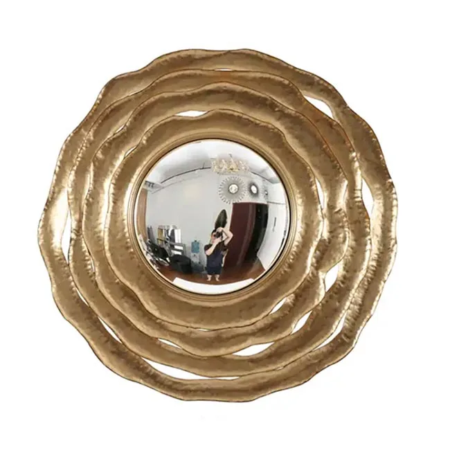 102cm Metal Gold Mirror New Rose Design Gold Plated Mirror Manufacturer Living Room Decorative Mirror for Makeup