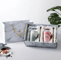 

Popular Ceramic Marble New Bone China Flamingo mr mrs Cup set Gift Mugs Couples Tumbler Travel Wholesale Mug