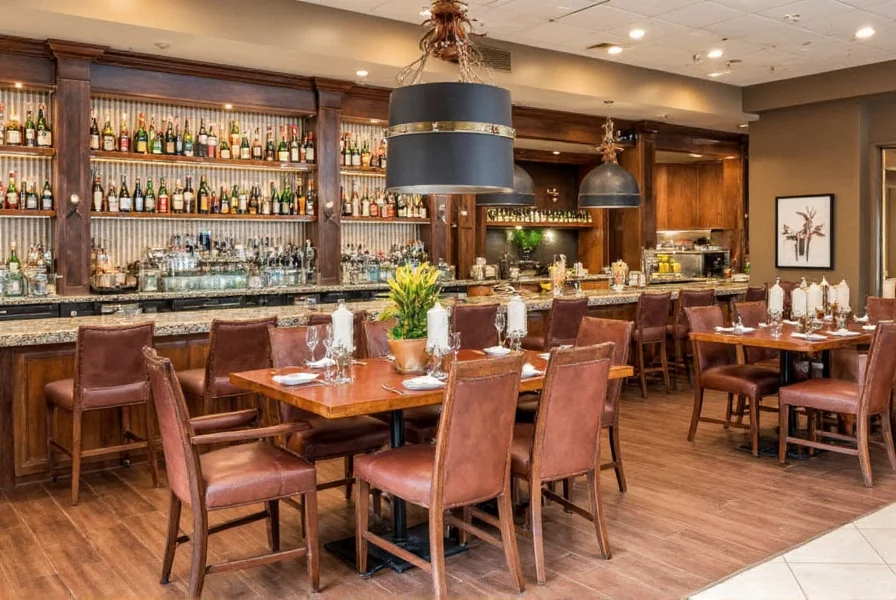 Interior view of Ginger Bistro Cape Coral showing modern Asian-inspired decor with wooden accents and soft lighting