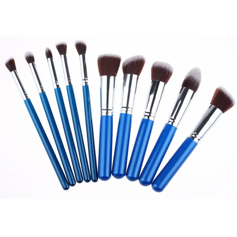 

10pcs professional makeup brush set Custom Cosmetic makeup brush wooden handle, Multicolor optional