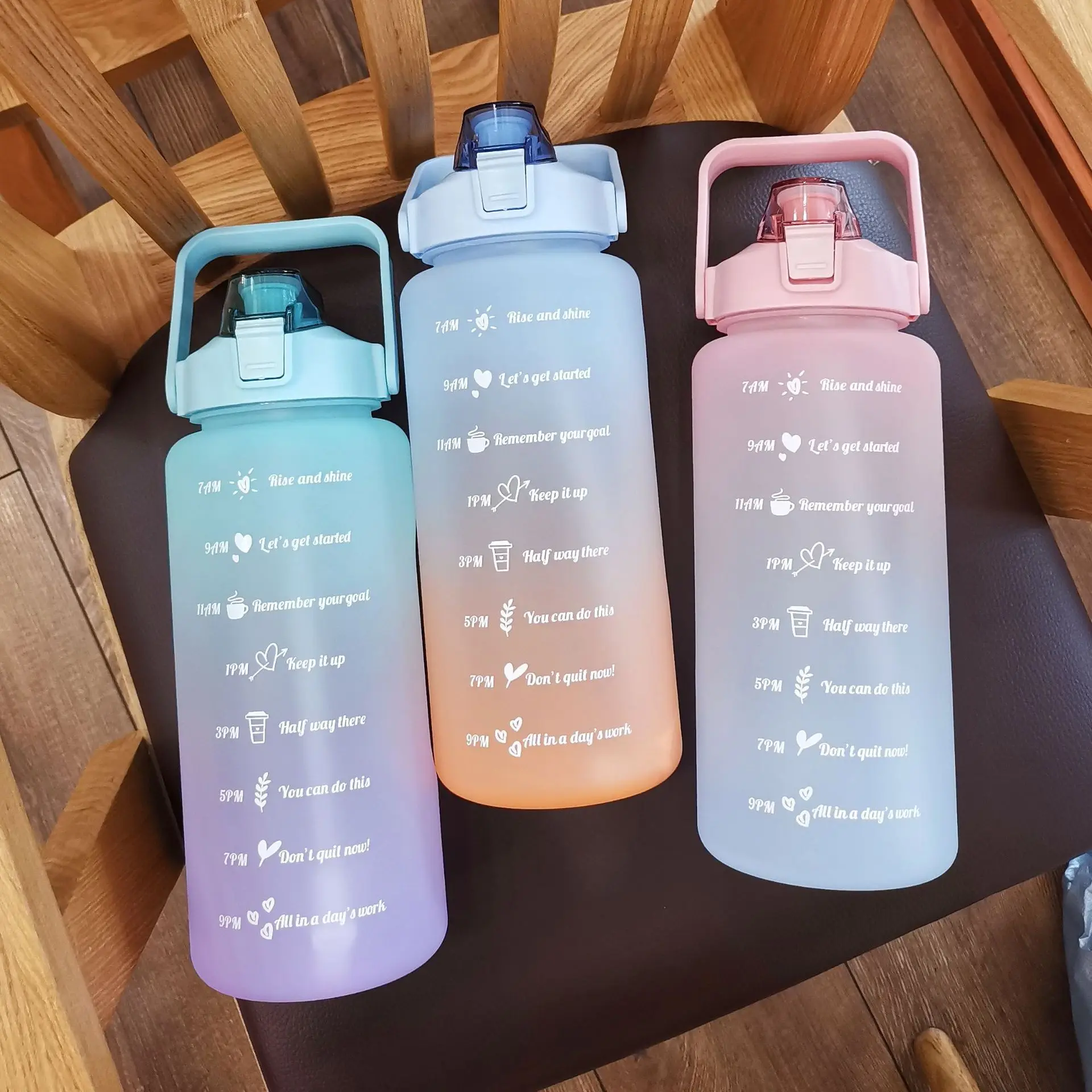 

Drop shipping High quality custom logo plastic motivational online with time markers Sports water bottle