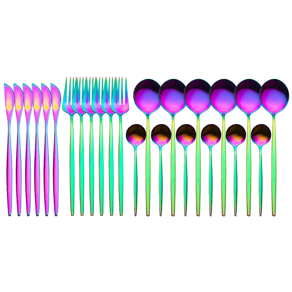 

New style stainless steel cutlery 24-piece set bright cutlery set golden series