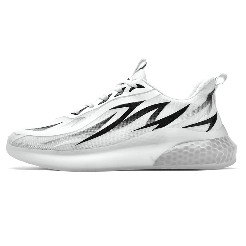 

High quality mesh man sports shoes flexible soft lightweight high end big size white casual walking shoes for men