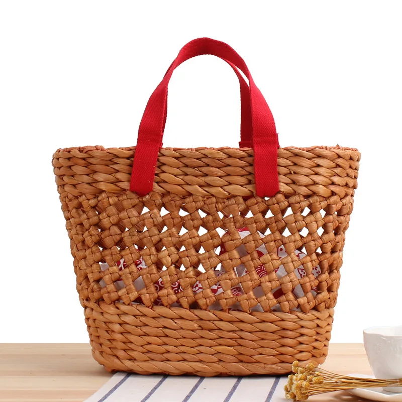 

2021 handmade woven basket straw beach bags, Beige