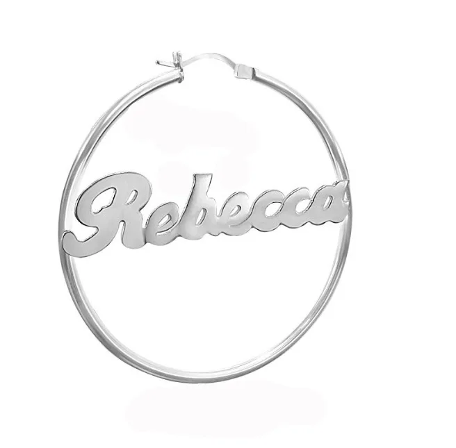 

Stainless Steel Gold Earrings Custom Personalized Nameplate Name Hoop Earrings for Women