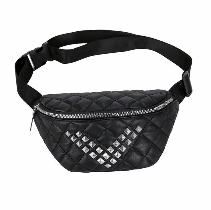 

2020 New Fashion PU waist bag with Rivet for women fanny pack ladies