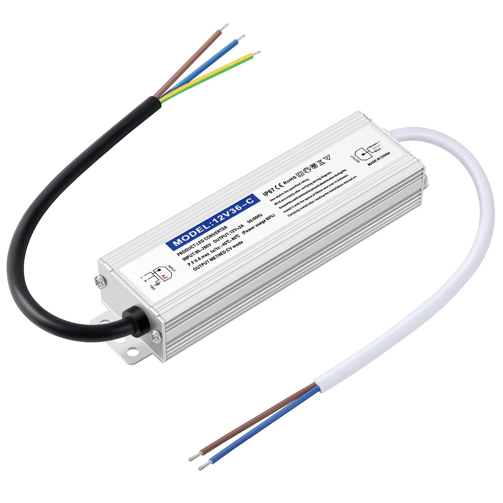 100W LED Driver Power Supply IP67 Waterproof Voltage Converter DC12V/24v Outdoor Transformers LED Power Adapter