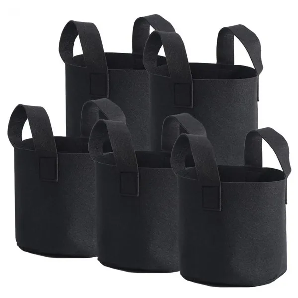 

In Stock 1 / 2 / 3 / 5 / 10 / 20 / 30 / 40 / 50 / 100 / 200 Gallons Garden Grow Bags , Non woven Plant Fabric Pots With Handle, Black
