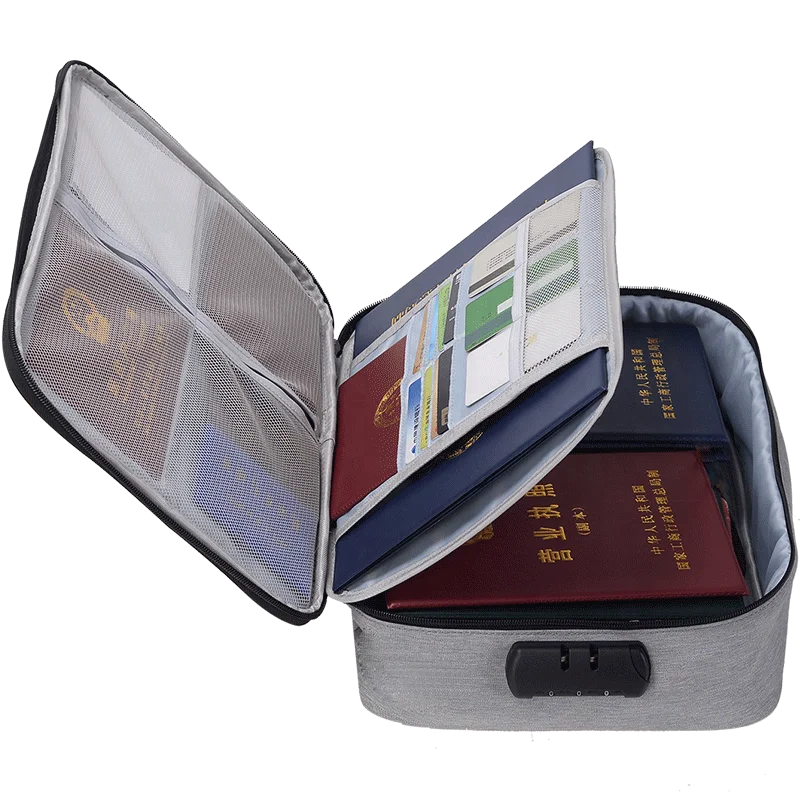 

Best selling 2 layer document passport holder with lock big capacity certificate household storage box multipurpose sorting bag, Black/yellow/gray/navy/watermelon red