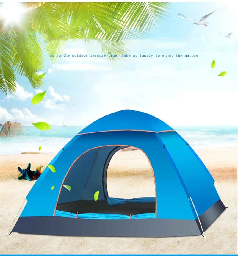 

3-4 Person Family Automatic Instant Tent Outdoor Camping Waterproof Sun Shelter Pop Up Tent for Outdoor Hiking, Blue, dark green,orange, grass green