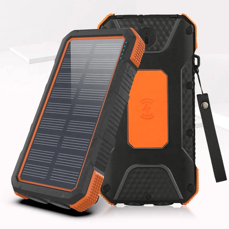

Wireless QC 3.0 Fast Charge Power Banks Triple USB Solar Power Bank 20000mah for Mobile Phone, Black blue green orange