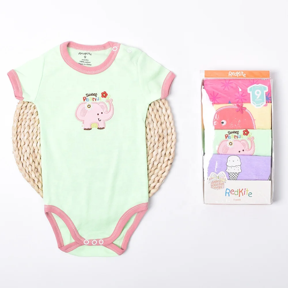 

Redkite 5 Pieces Pack randomly design Newborn Toddler Boutique 100% Cotton Cute Baby Romper, As picture shown