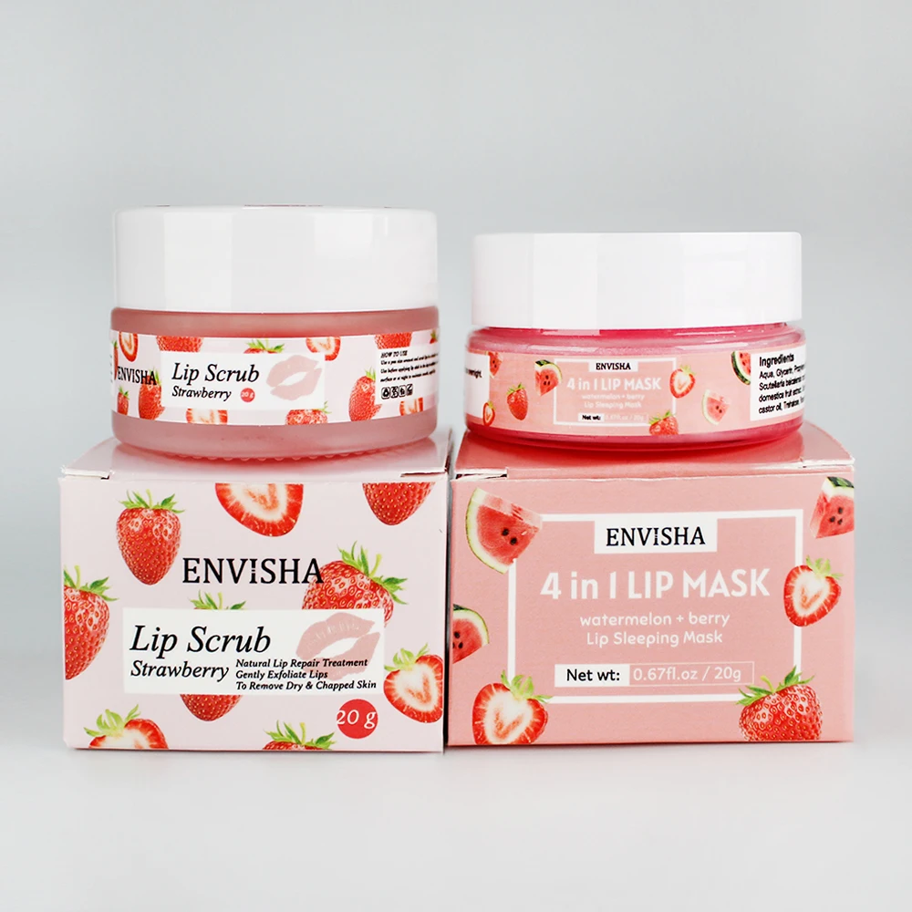 

Wholesale Natural Nourishing Exfoliating Lip Care Balm Mask And Lip Scrub Set For Chapped Dry Lip