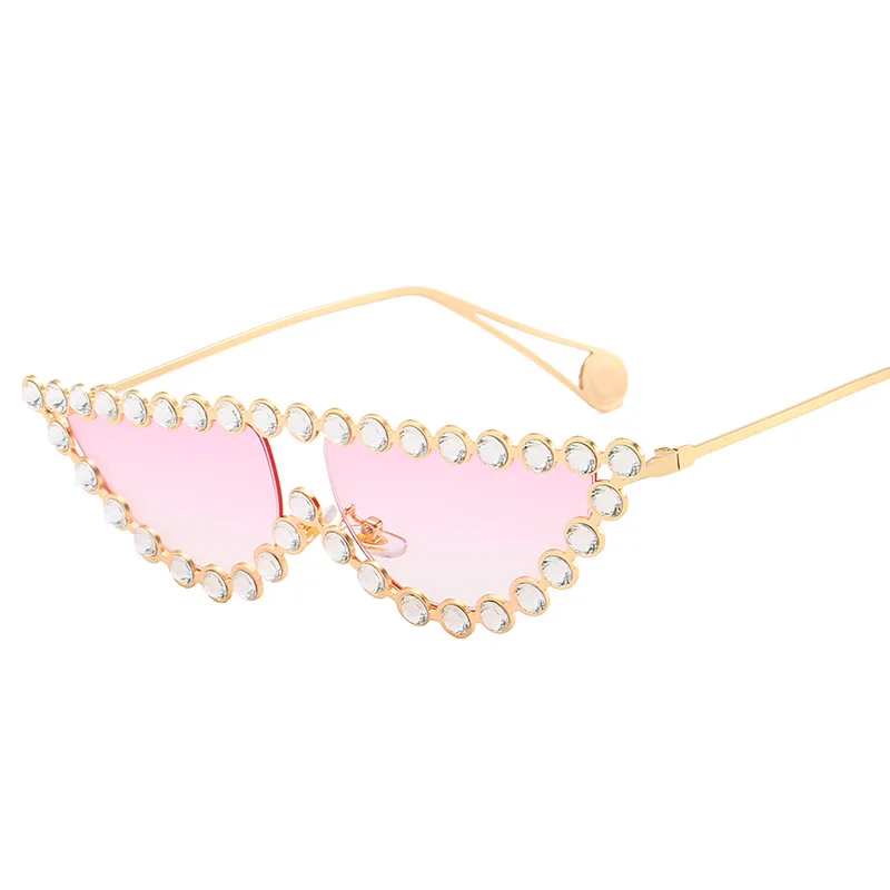 

2021 New Popular Style Personality Frame Women Cat Eye Sunglasses with Diamond Metal Rhinestone Frame Glasses