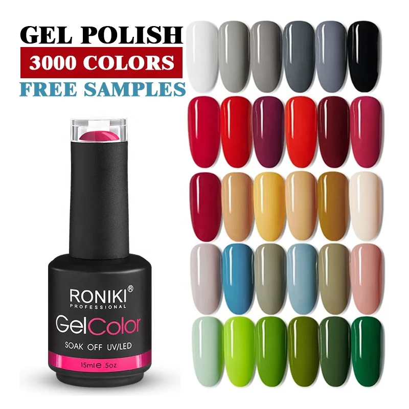 

RONIKI 15ml soak off uv gel free sample wholesale color private label nail gel polish, Over 1000 colors