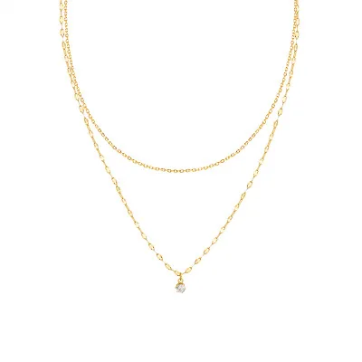 

Dainty Double Layered Chain Link Necklace Stainless Steel Diameter Charm Necklace