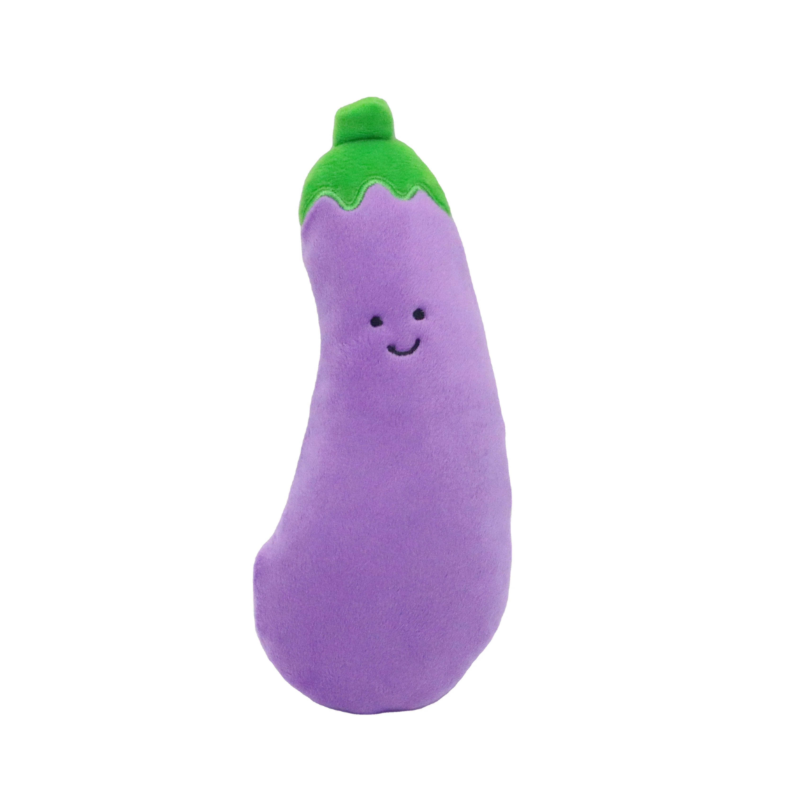 

Cute and Soft Stuffed Eggplant Squeak Dog Plush Chew Pet Toys, Customized