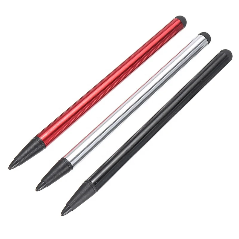 

New 2 in 1 Capacitive Resistive Pen Touch Screen Stylus Pencil for Tablet iPad Cell Phone PC Capacitive Pens, Black, silver ,red