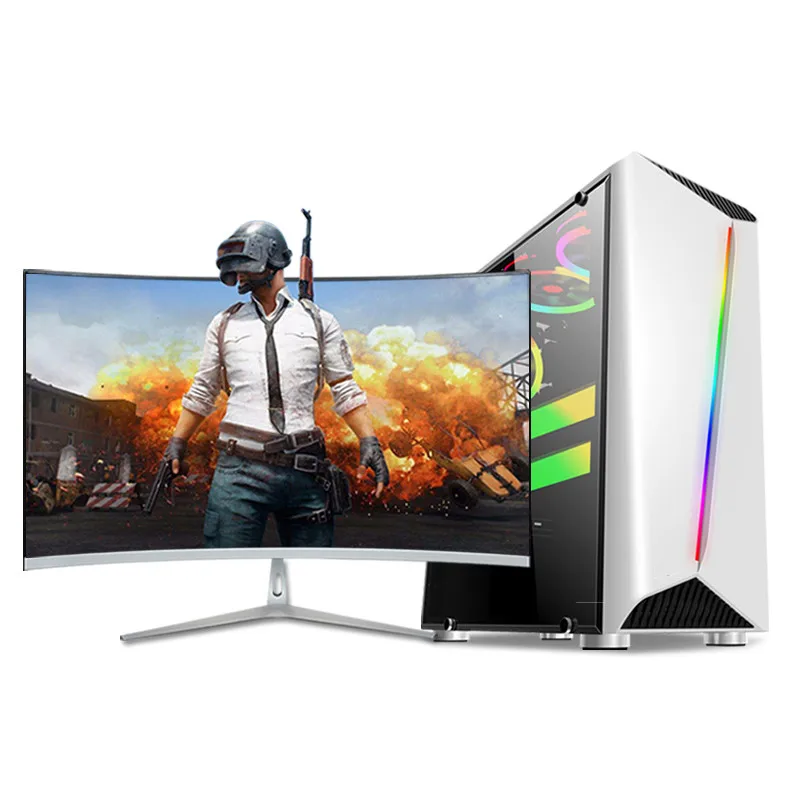 

6 Cores Gaming Computer SSD 16G RAM With Keyboard Mouse Desktop Computers, White