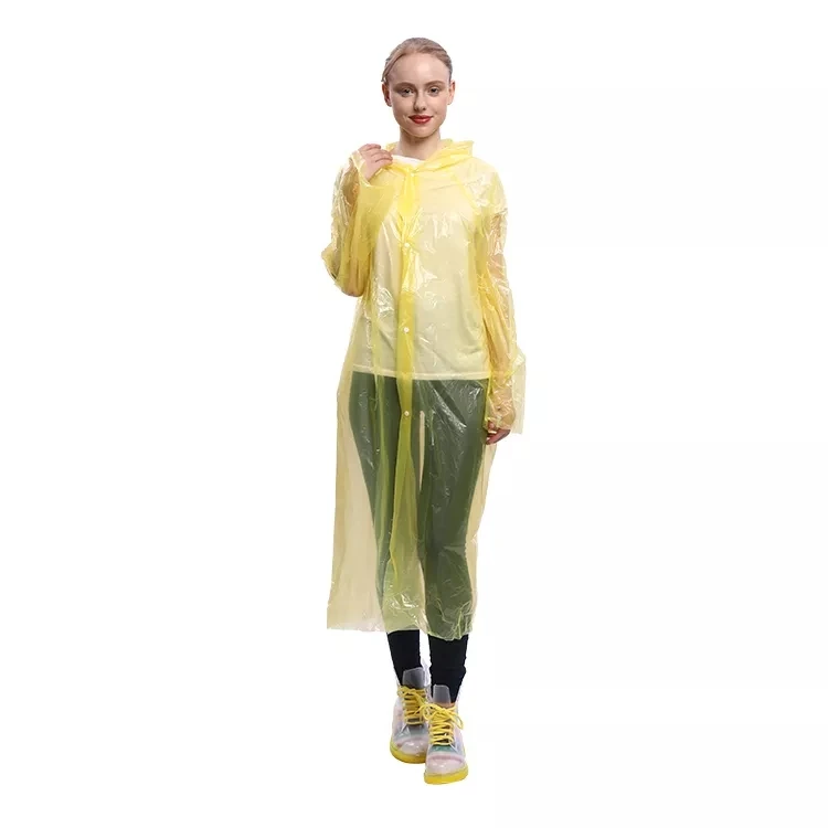 

One time use transparent poncho PE clear plastic adult Disposable raincoat for men and women, Blue pink white yellow