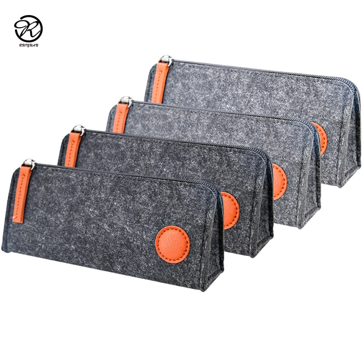 
2 Pack Felt Pencil Case Pouch Bag Pen Case Students Stationery Pouch Zipper bag 