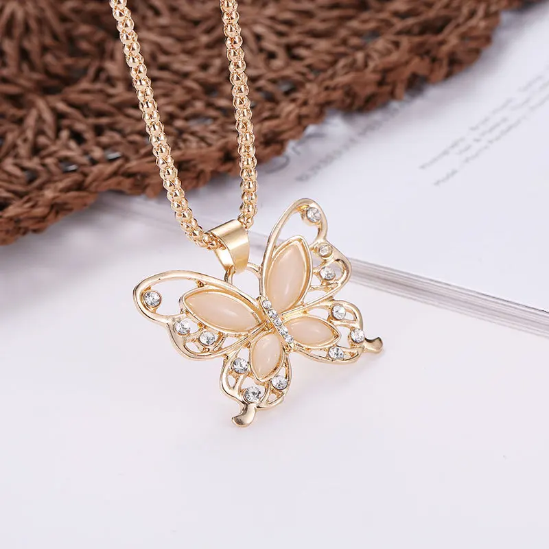 

NC-0207 hot selling 2020 trendy opal pendant necklace newest popular fashion jewelry butterfly necklace for women, Picture shows