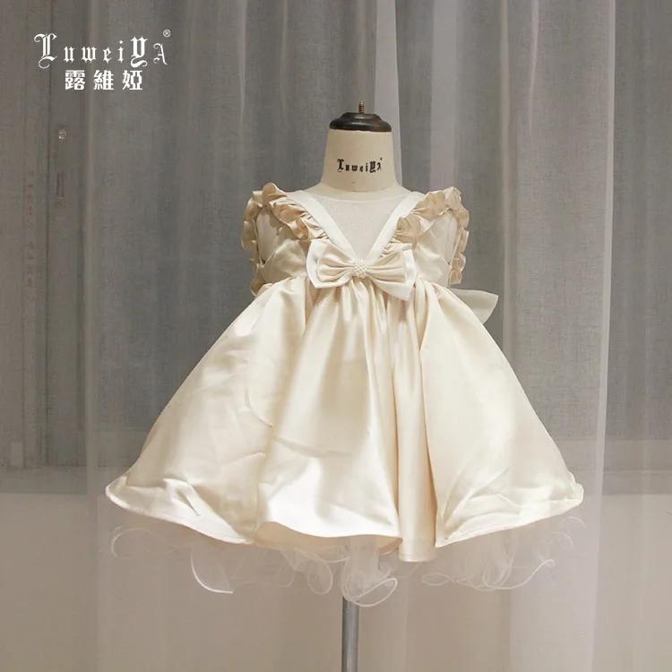 

hot sale 2021new style Formal Ruffles Lace Wedding Party Evening Princess kids flower baby girl dress for girl 2-10 year, Ivory,white,champagne